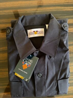 Flying Cross Men's Black Dress Shirt - Classic Uniform Style